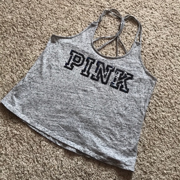 PINK | grey sequin tank - Picture 2 of 6